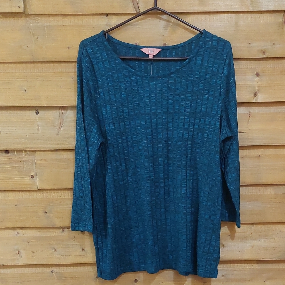 Iyla Teal Green Long Sleeve  Women's Top SizecXL